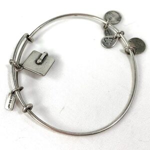 Alex & Ani Grad Cap Charm Bracelet - Silver Plated, Expands 2”- 3.5”
